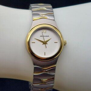 Milan Womens Two-Tone Stainless Steel Analog Watch Gold & Silver With Metal Beze
